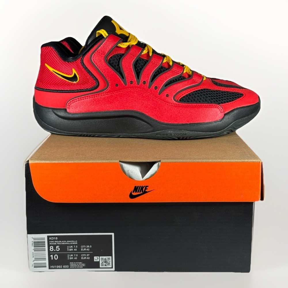 Nike KD 18 Fire Red Black Amarillo HV1992-600 Men's‎ Size 8.5 B0214